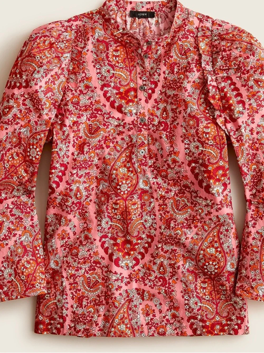 J.Crew Paisley Ruffle Cotton Blouse Size L